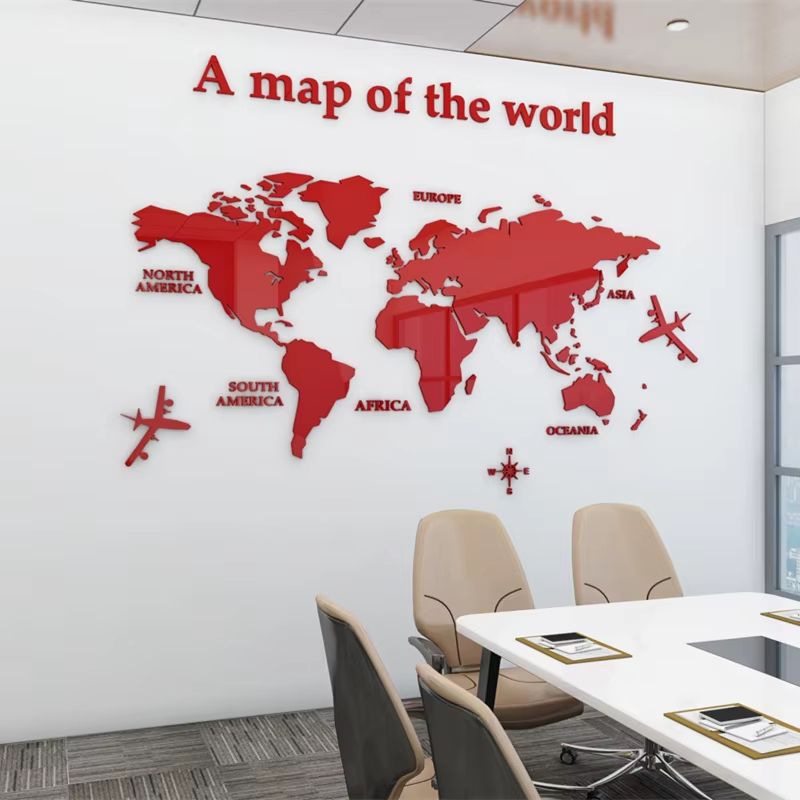 3D Acrylic World Map Wall Sticker Crystal Mirror Travel Decor 11