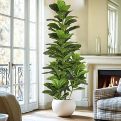 realistic artificial fiddle leaf fig tree faux indoor plant decor