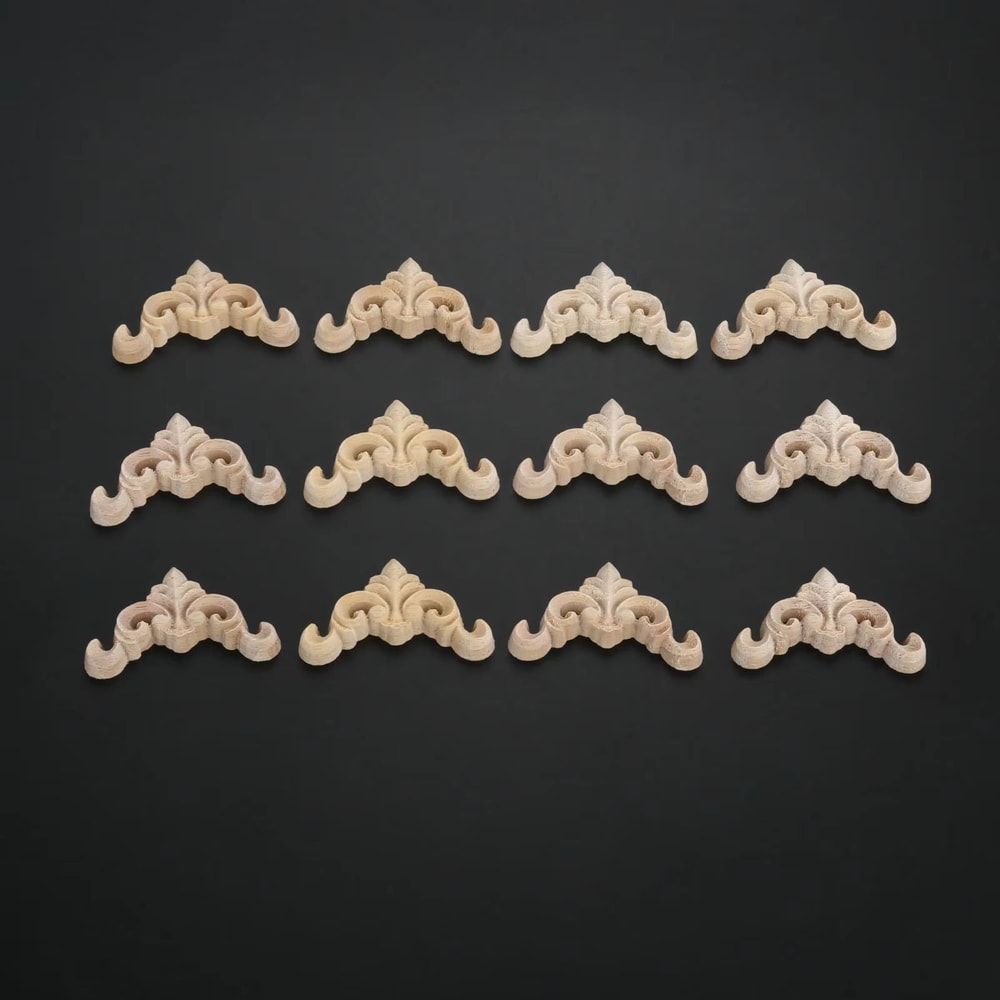 Vintage Floral Wood Carved Appliques Set For Furniture Corners And DIY Decor 1