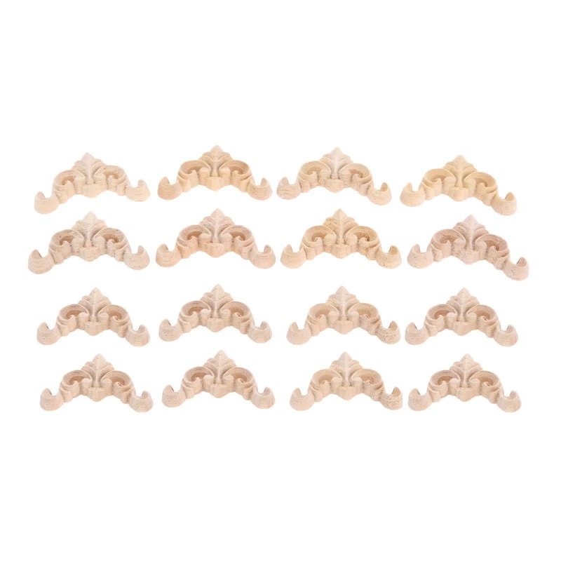 Vintage Floral Wood Carved Appliques Set For Furniture Corners And DIY Decor 5