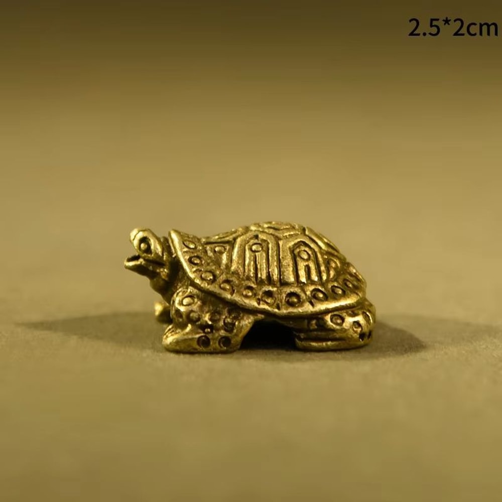 Pure Copper Feng Shui Turtle Statue Vintage Brass Tortoise Desk Ornament 7