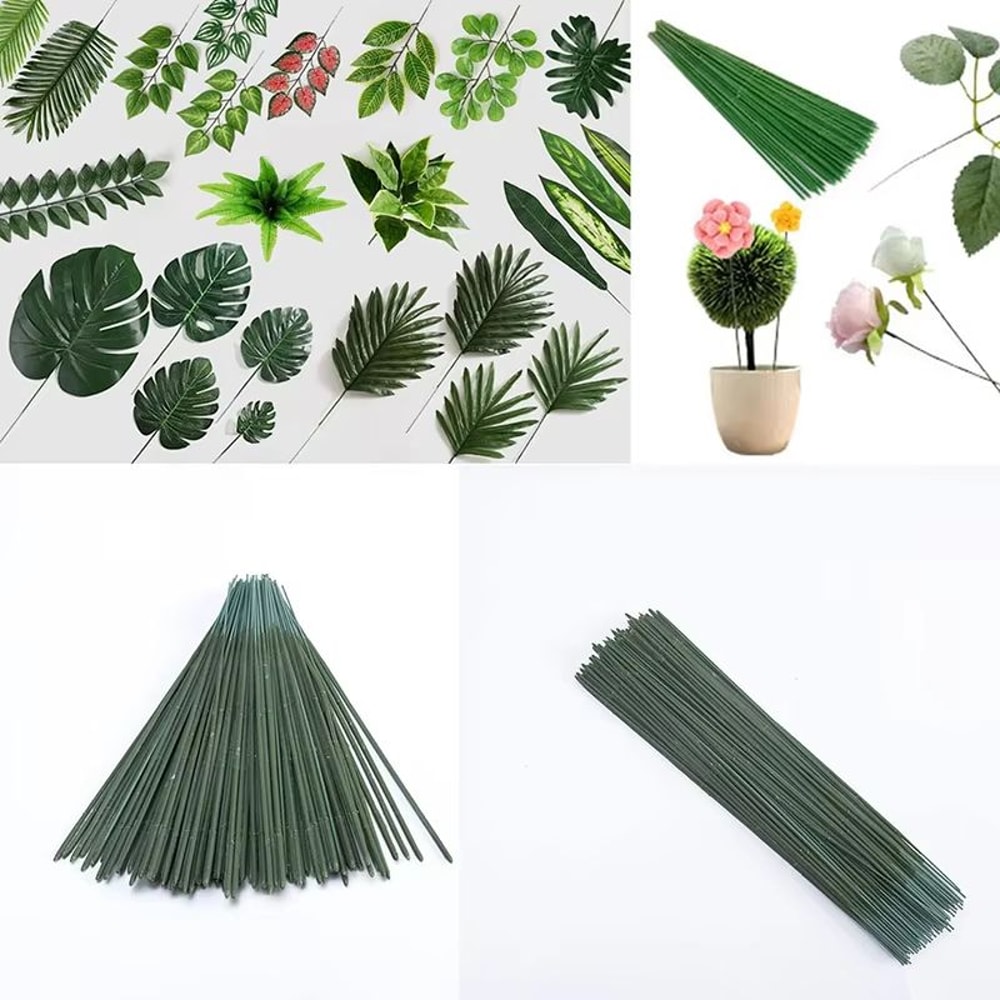 100PCS Artificial Flower Stems For DIY Crafts Hydrangea Rose Floral Rod Set 4