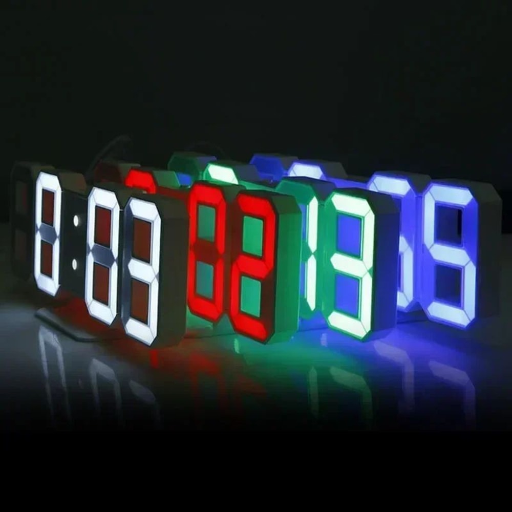 3D LED Digital Wall Clock With Alarm Temperature Display Modern Home Decor 4