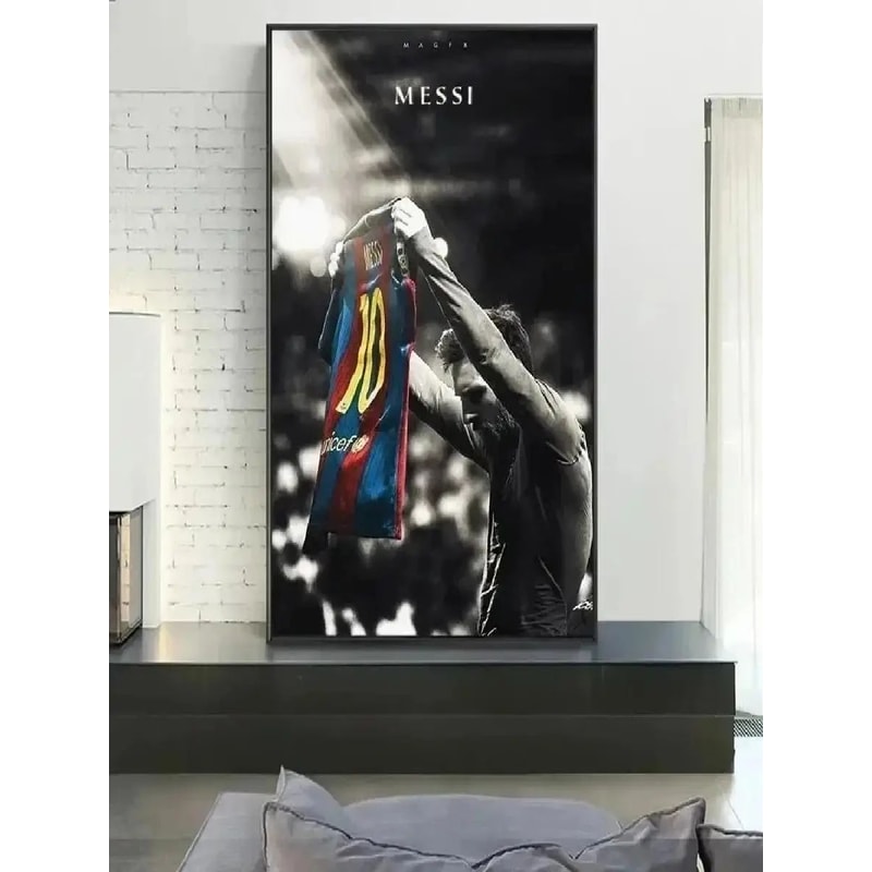 Vintage Lionel Messi Football Star Canvas Print Wall Art For Home And Club Decor 1