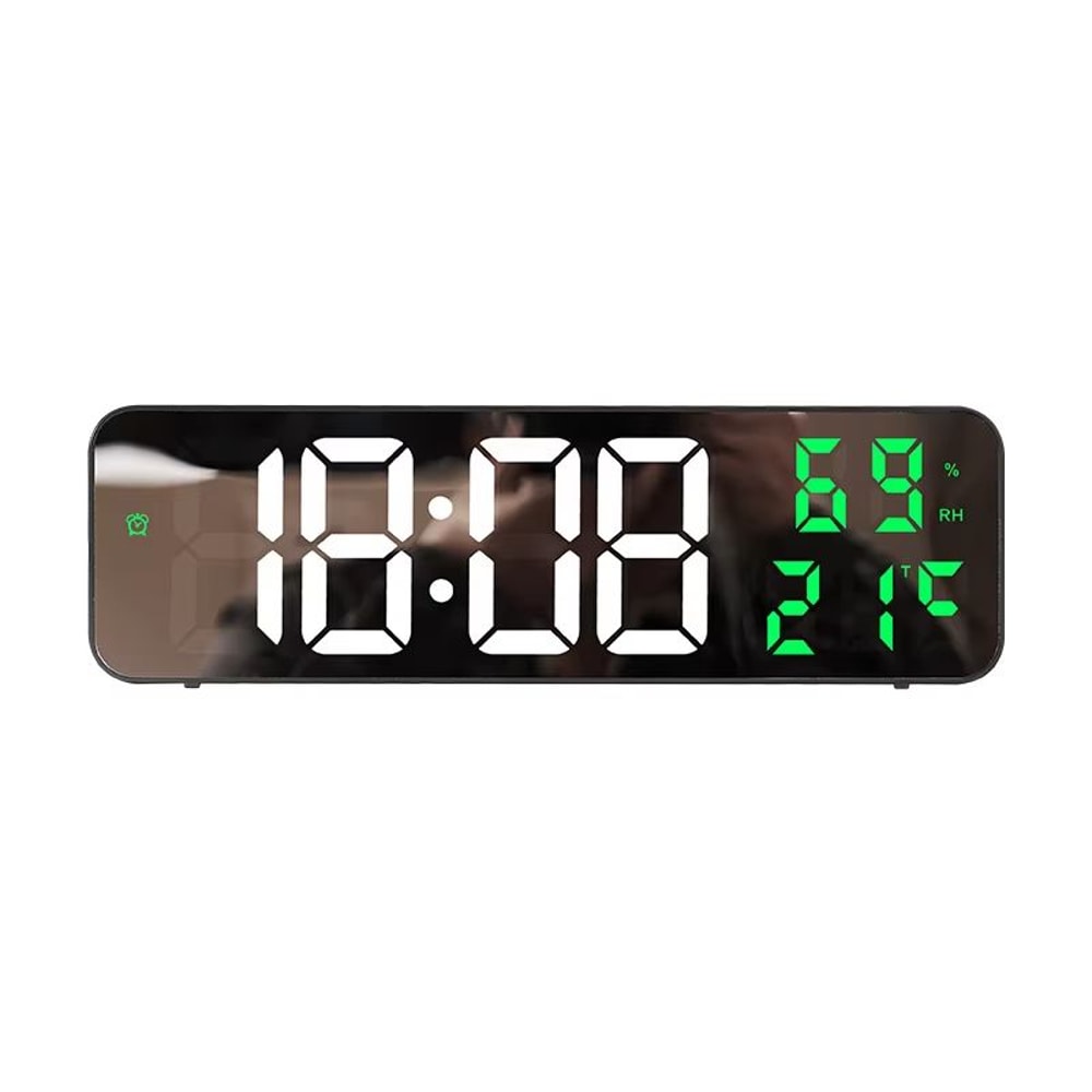 9 Inch LED Digital Wall Clock USB Powered Temperature Humidity Display Alarm Clock 6
