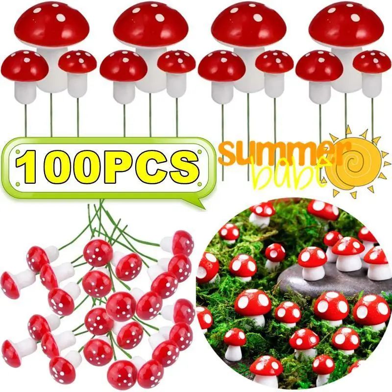 Mini Artificial Mushroom Garden Decor Set For Fairy Bonsai And DIY Micro Landscapes 0