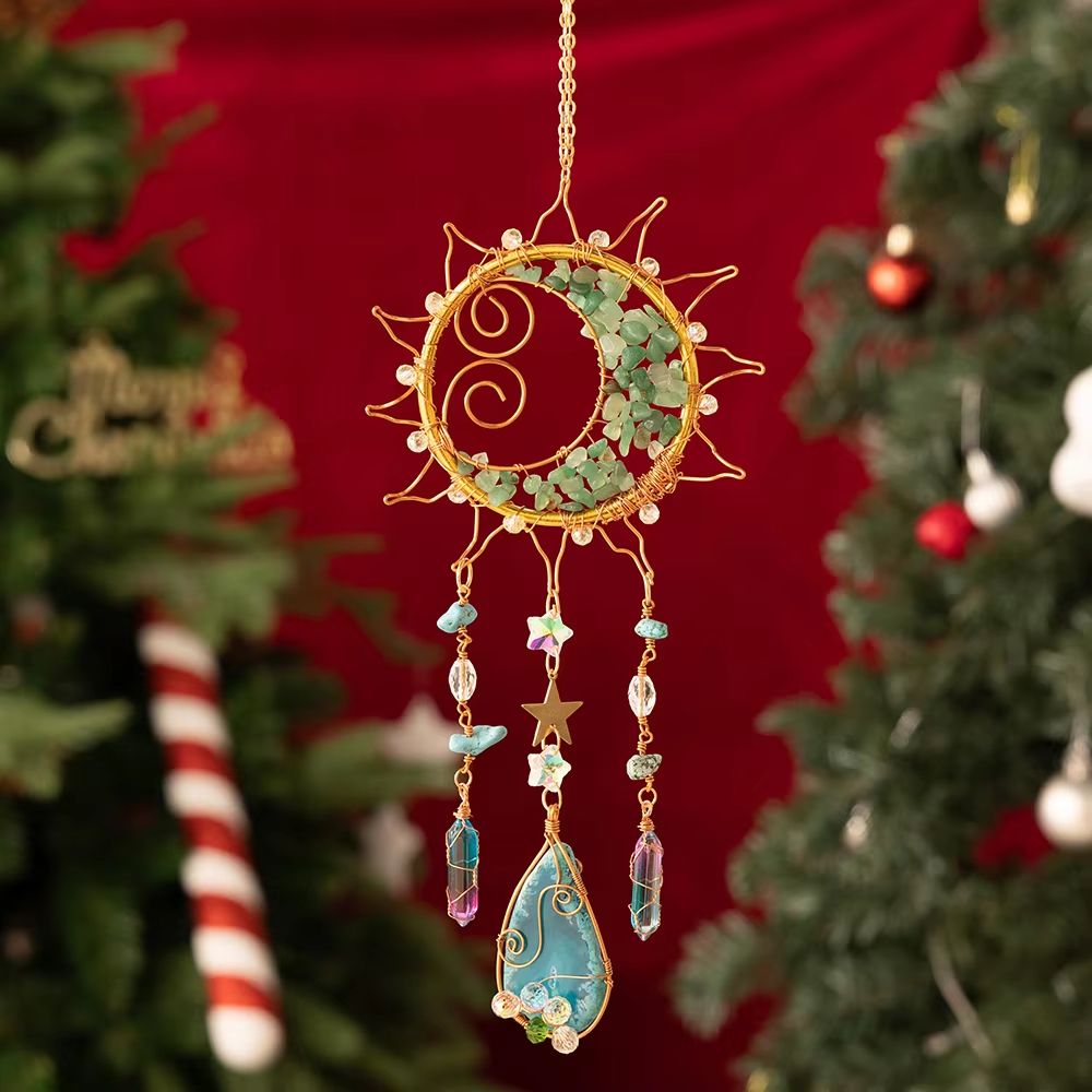 Crystal Sun Moon Wind Chime Suncatcher Prism Hanging Decor For Window And Garden 9