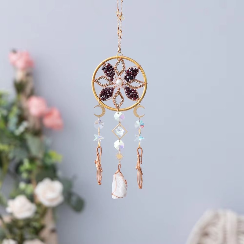 Crystal Sun Moon Wind Chime Suncatcher Prism Hanging Decor For Window And Garden 11
