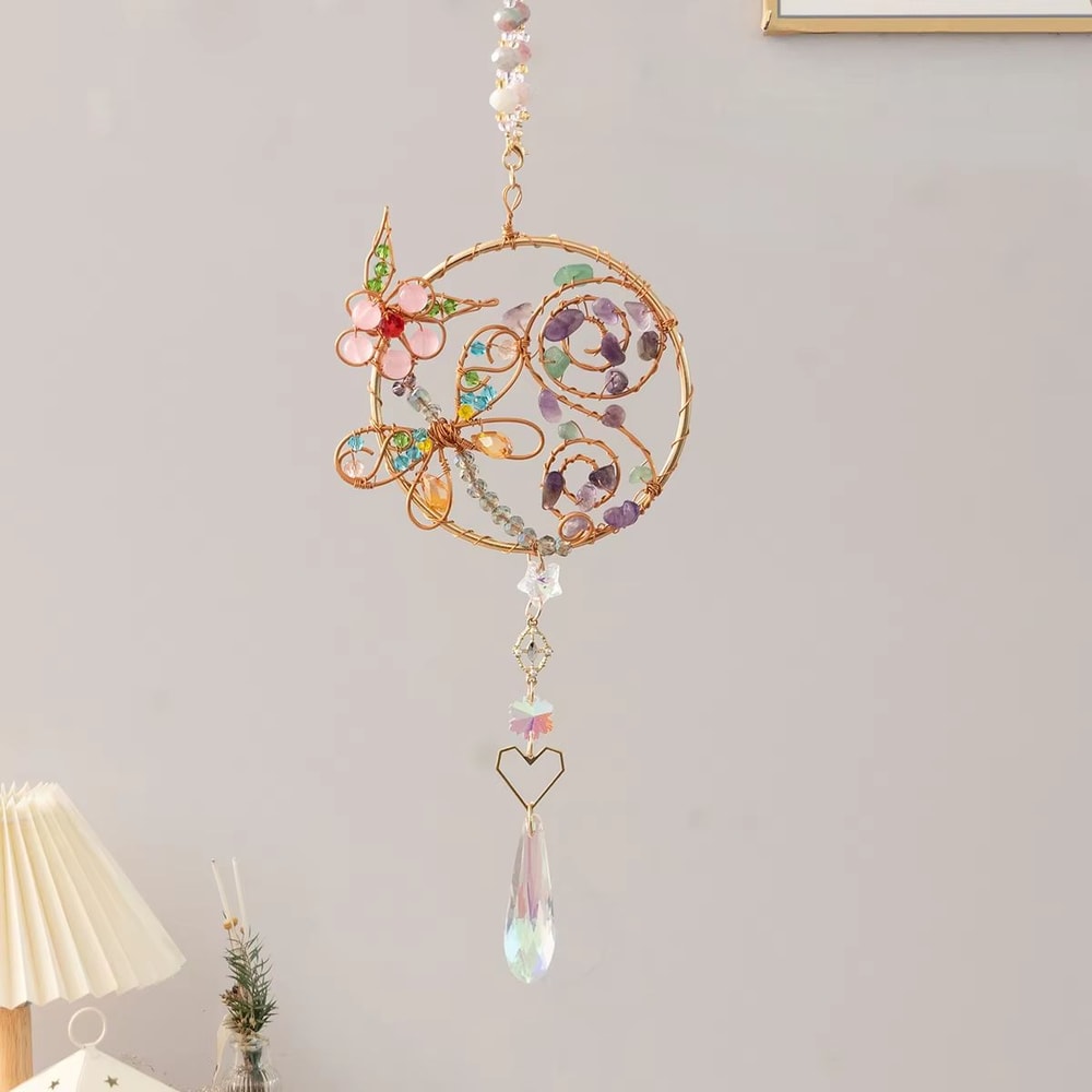 Crystal Sun Moon Wind Chime Suncatcher Prism Hanging Decor For Window And Garden 13