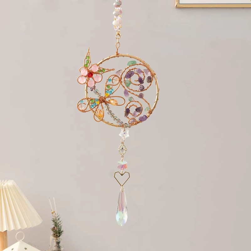 Crystal Sun Moon Wind Chime Suncatcher Prism Hanging Decor For Window And Garden 13