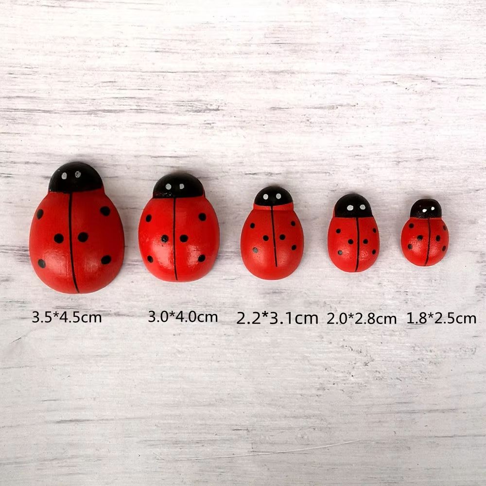 Mini Wooden Ladybug Fairy Garden Decor DIY Craft Accessory For Plants And Terrariums 4