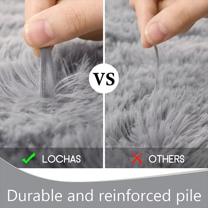 Ultra Soft Gray Shaggy Area Rug Non Slip Fluffy Bedroom Floor Carpet 3