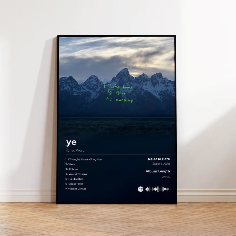 Kanye West Album Canvas Poster Aesthetic Hip Hop Wall Art For Bedroom And Living Room 6