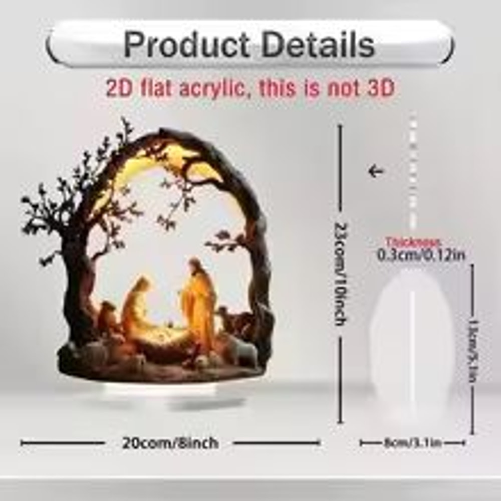 Transparent Acrylic Nativity Scene Ornament Minimalist Christian Table Decor 3