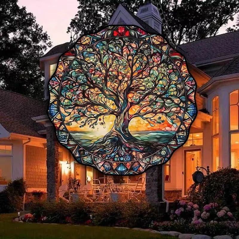 Tree Of Life Acrylic Suncatcher Wall Hanging Ornament For Indoor Outdoor Home Decor 2