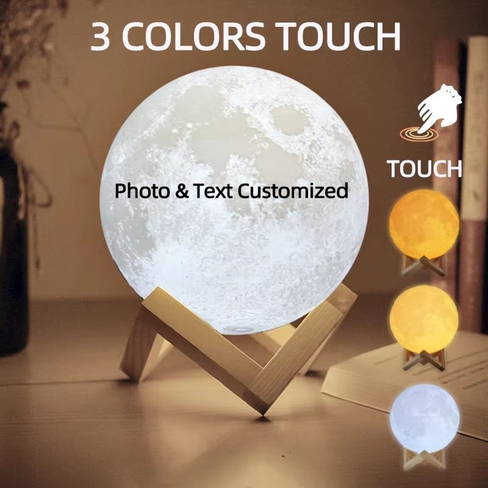 Personalized 3D Moon Lamp Custom Photo LED Night Light Romantic Gift For Home Decor 7