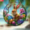 Acrylic Easter Bunny Window Hanging Suncatcher With Egg And Floral Design 5