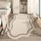 Cream Irregular Minimalist Area Rug Soft Non Slip Floor Carpet For Bedroom And Living Room 1