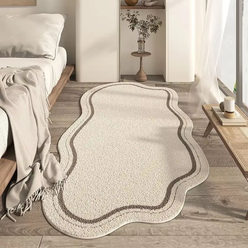 Cream Irregular Minimalist Area Rug Soft Non Slip Floor Carpet For Bedroom And Living Room 7