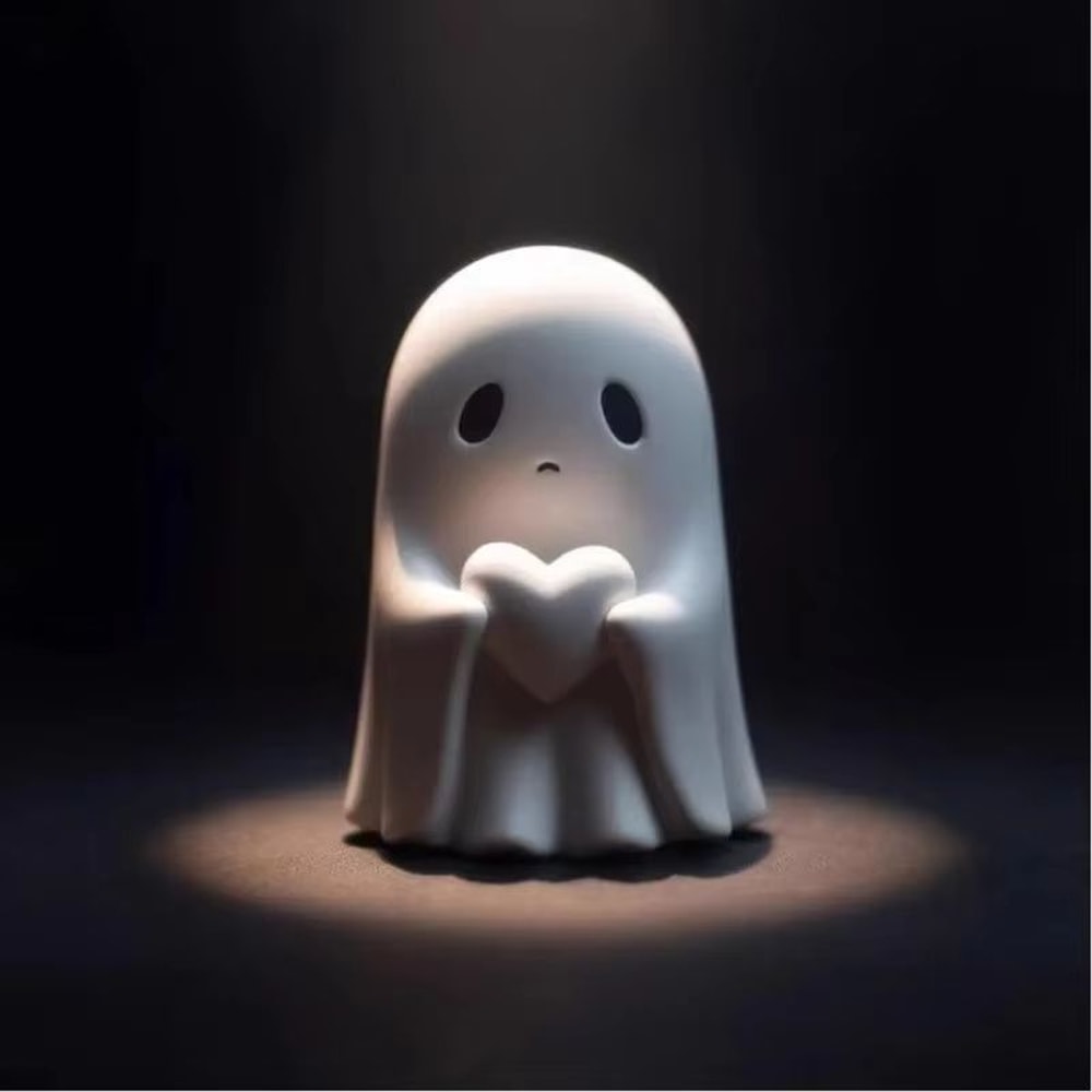 Funny Middle Finger Ghost Statue Cute Halloween Decor Figurine 3
