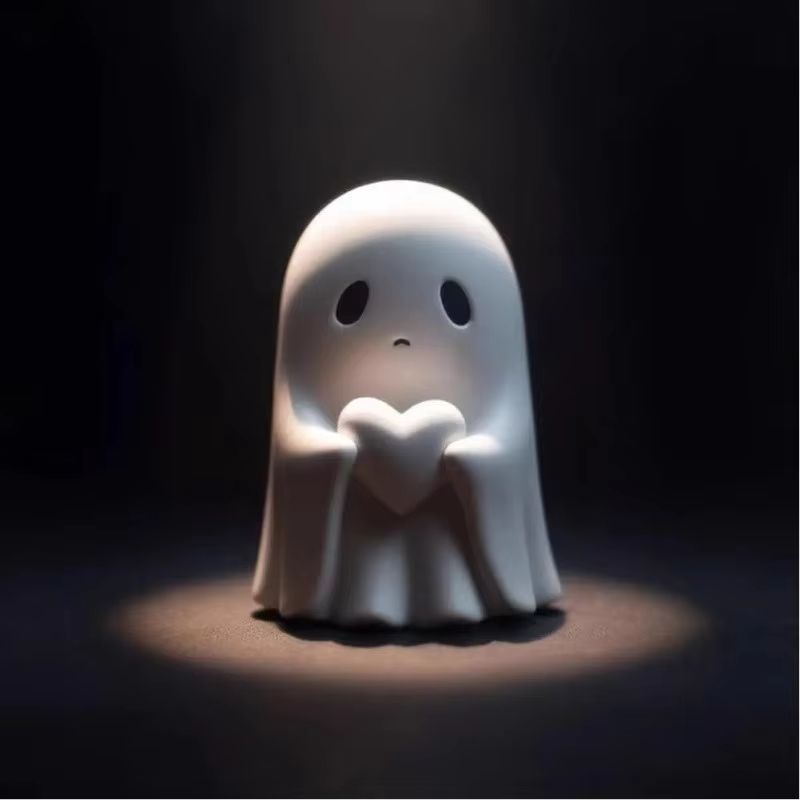 Funny Middle Finger Ghost Statue Cute Halloween Decor Figurine 3