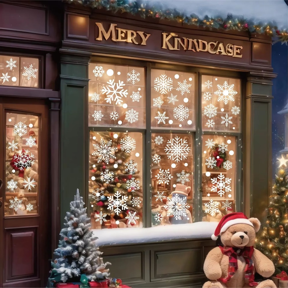 Reusable Snowflake Window Stickers Merry Christmas Wall Decals Winter Holiday Decor 4