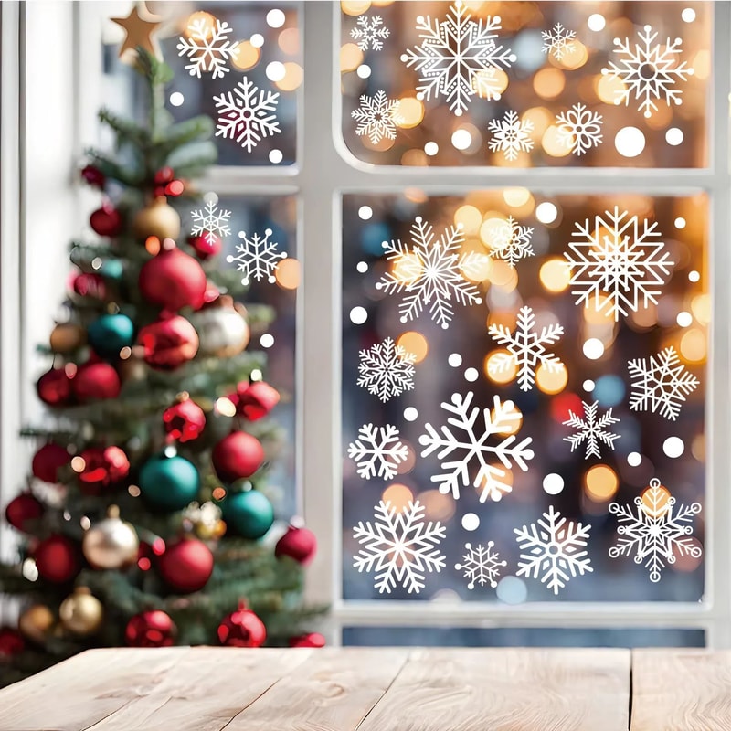 Reusable Snowflake Window Stickers Merry Christmas Wall Decals Winter Holiday Decor 5