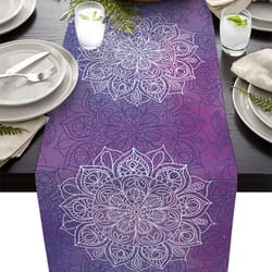 bohemian mandala linen table runner rustic farmhouse dining decor