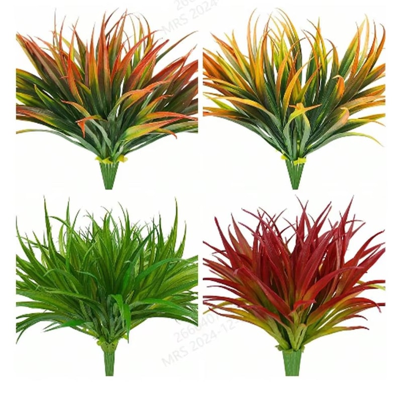 UV Resistant Artificial Outdoor Plants Set Tall Grass Tropical Faux Greenery Decor 0