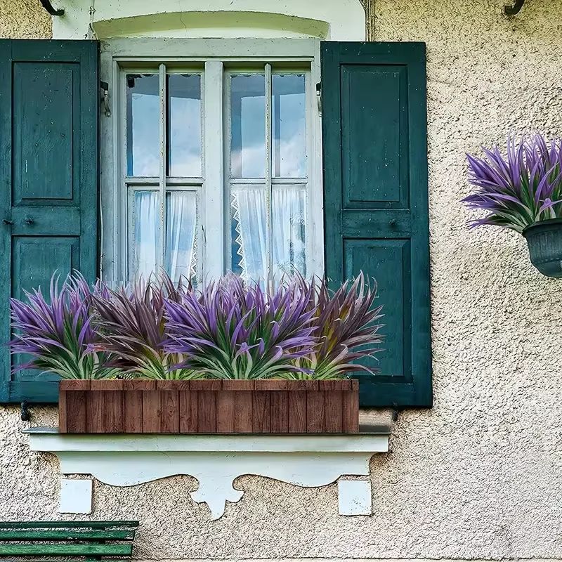 UV Resistant Artificial Outdoor Plants Set Tall Grass Tropical Faux Greenery Decor 4