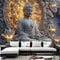 Zen Buddha Lotus Wall Tapestry Large Beige Spiritual Meditation Hanging 0