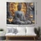 Zen Buddha Lotus Wall Tapestry Large Beige Spiritual Meditation Hanging 1