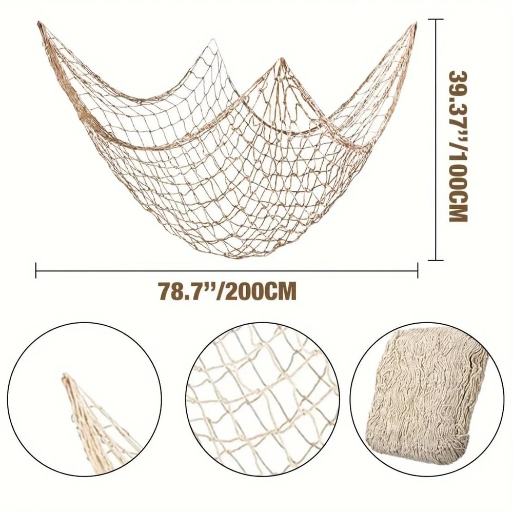 Nautical Fishing Net Wall Hanging Coastal Beach Party Decor Hawaiian Pirate Theme 3