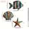 Coastal Ocean Wooden Decor Set Colorful Sea Fish Shell Starfish Farmhouse Wall Accent 6