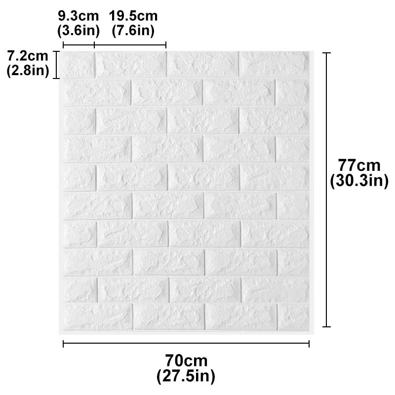 3D Brick Wall Sticker Panels Self Adhesive Foam Wallpaper 2756x3031in DIY Home Decor Set 1