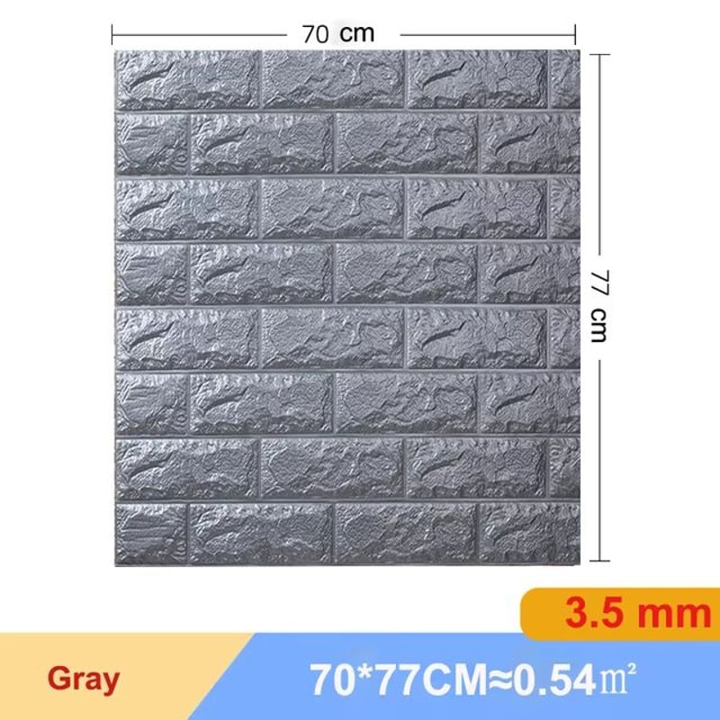 3D Brick Wall Sticker Panels Self Adhesive Foam Wallpaper 2756x3031in DIY Home Decor Set 10