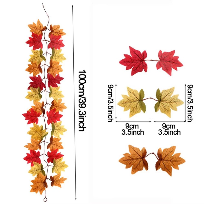 Artificial Maple Leaf Garland For Autumn Home Wedding Fireplace Decor 13