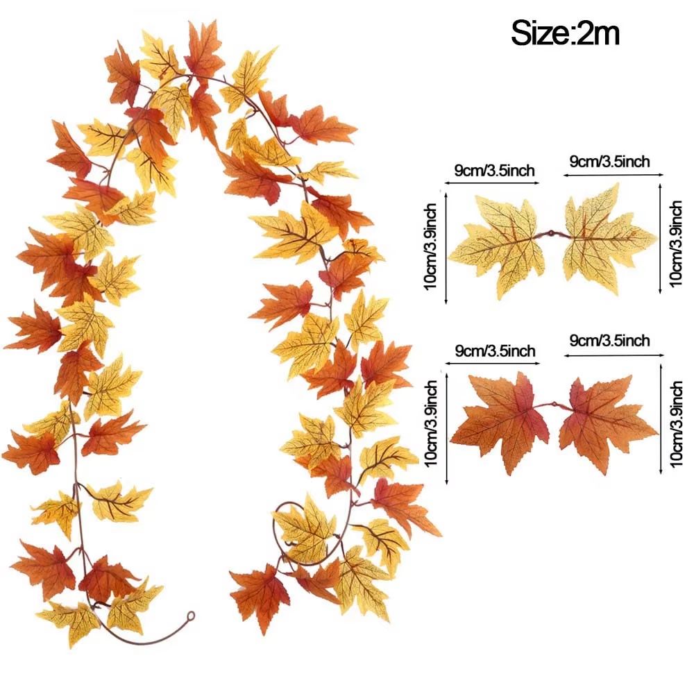Artificial Maple Leaf Garland For Autumn Home Wedding Fireplace Decor 8