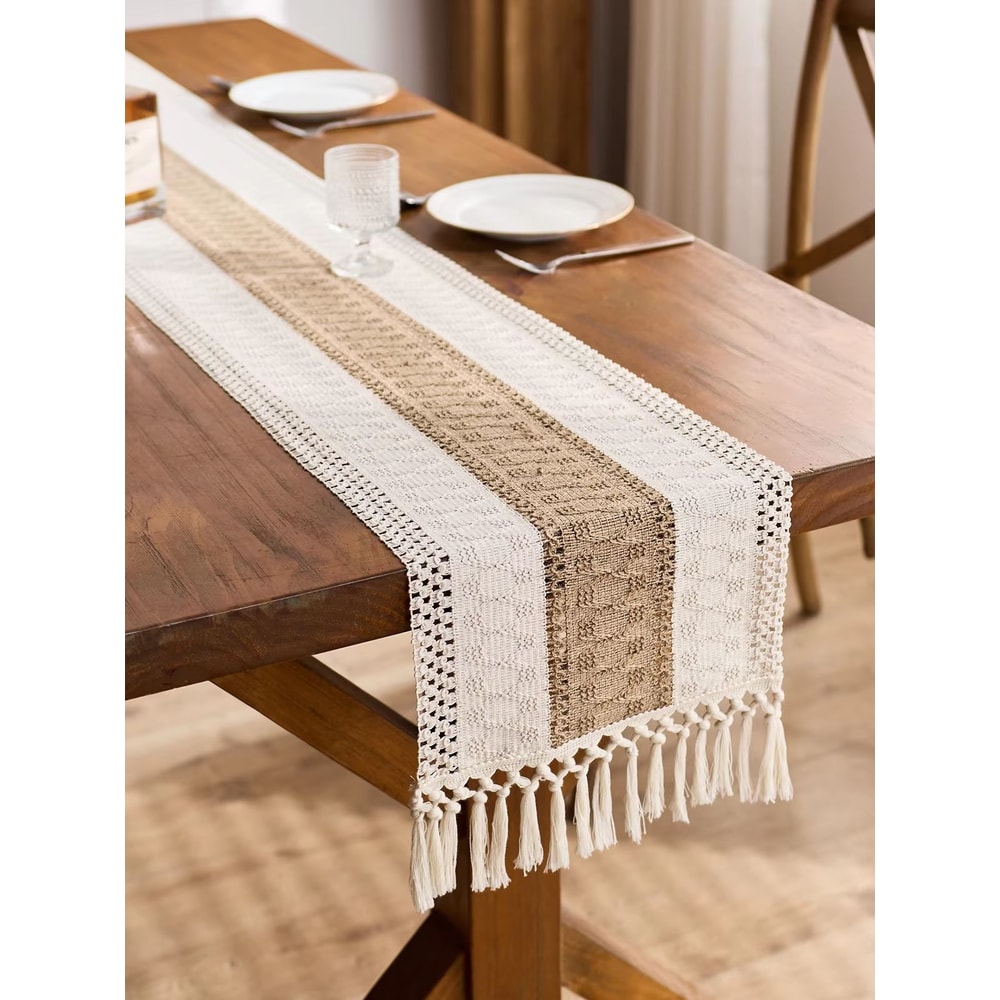 Boho Macrame Table Runner With Tassels For Farmhouse Dining Home Decor 5
