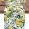 Lemon Tree Blue Bird Linen Table Runner Vintage Coastal Farmhouse Dining Decor 0