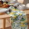 Lemon Tree Blue Bird Linen Table Runner Vintage Coastal Farmhouse Dining Decor 4