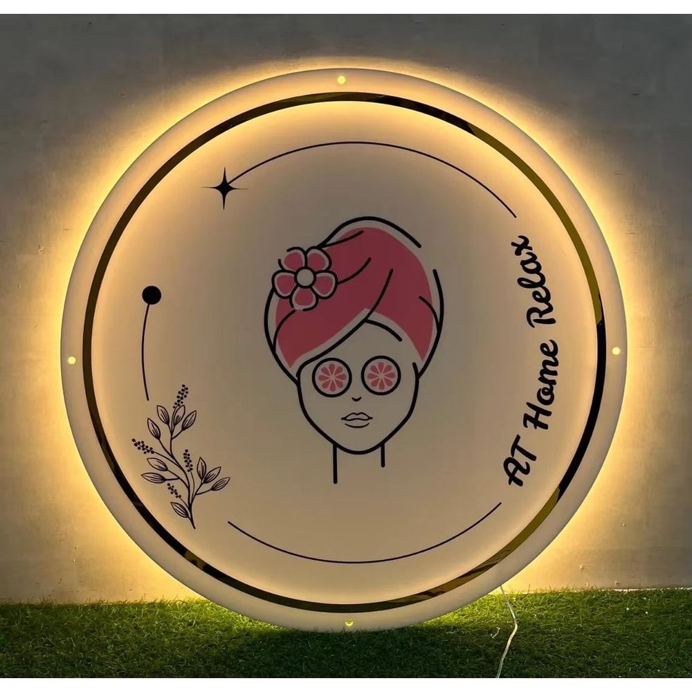 Custom LED Acrylic Business Logo Sign Backlit Salon Studio Wall Signage 4