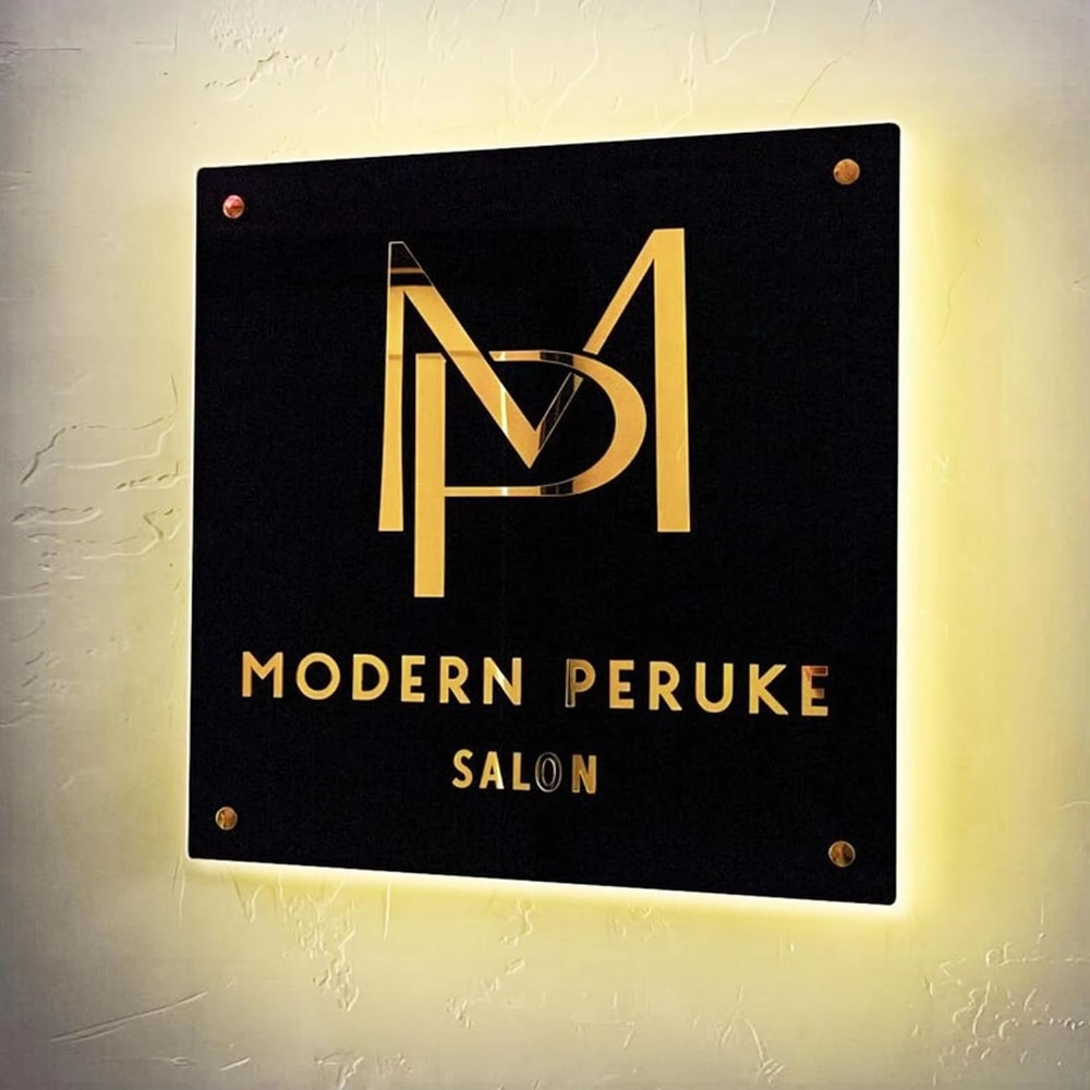 Custom LED Acrylic Business Logo Sign Backlit Salon Studio Wall Signage 5
