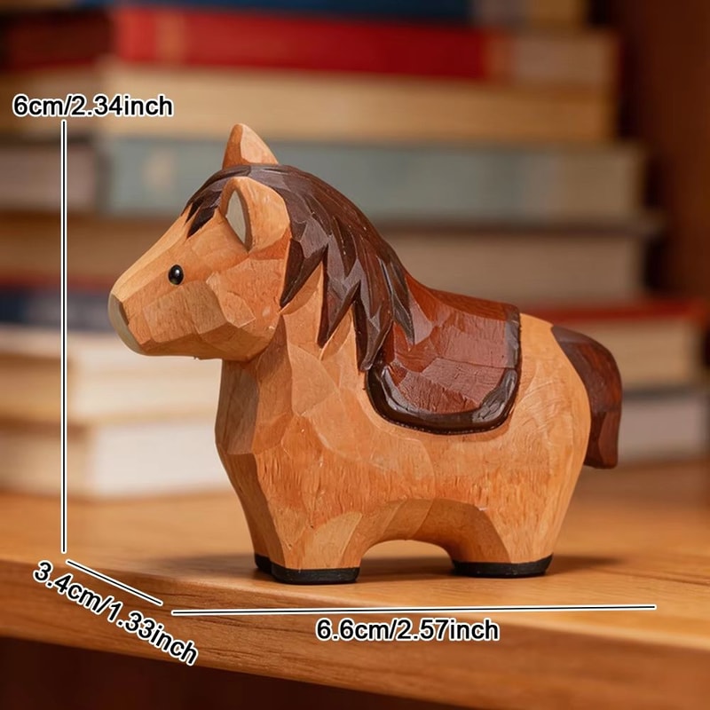Handcrafted Wooden Horse Figurine Rustic Animal Carving For Home Desk Decor 2