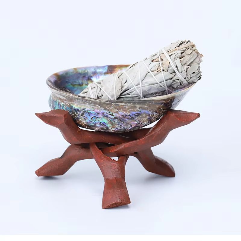 Paua Abalone Shell Smudge Kit With Tripod Stand Natural Sage Cleansing Bowl 433512in 5