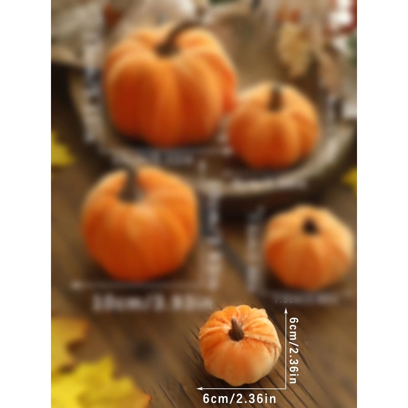 Velvet Artificial Pumpkin Decor For Fall Halloween Thanksgiving Home Styling 9
