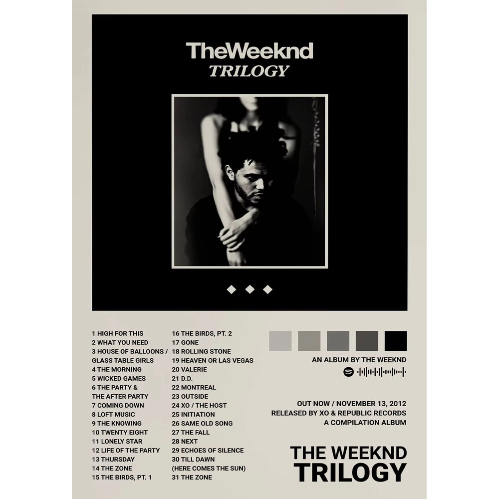 The Weeknd Hip Hop Canvas Poster Modern Album Wall Art Music Room Decor 6
