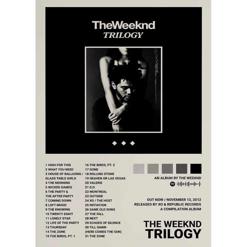 The Weeknd Hip Hop Canvas Poster Modern Album Wall Art Music Room Decor 6
