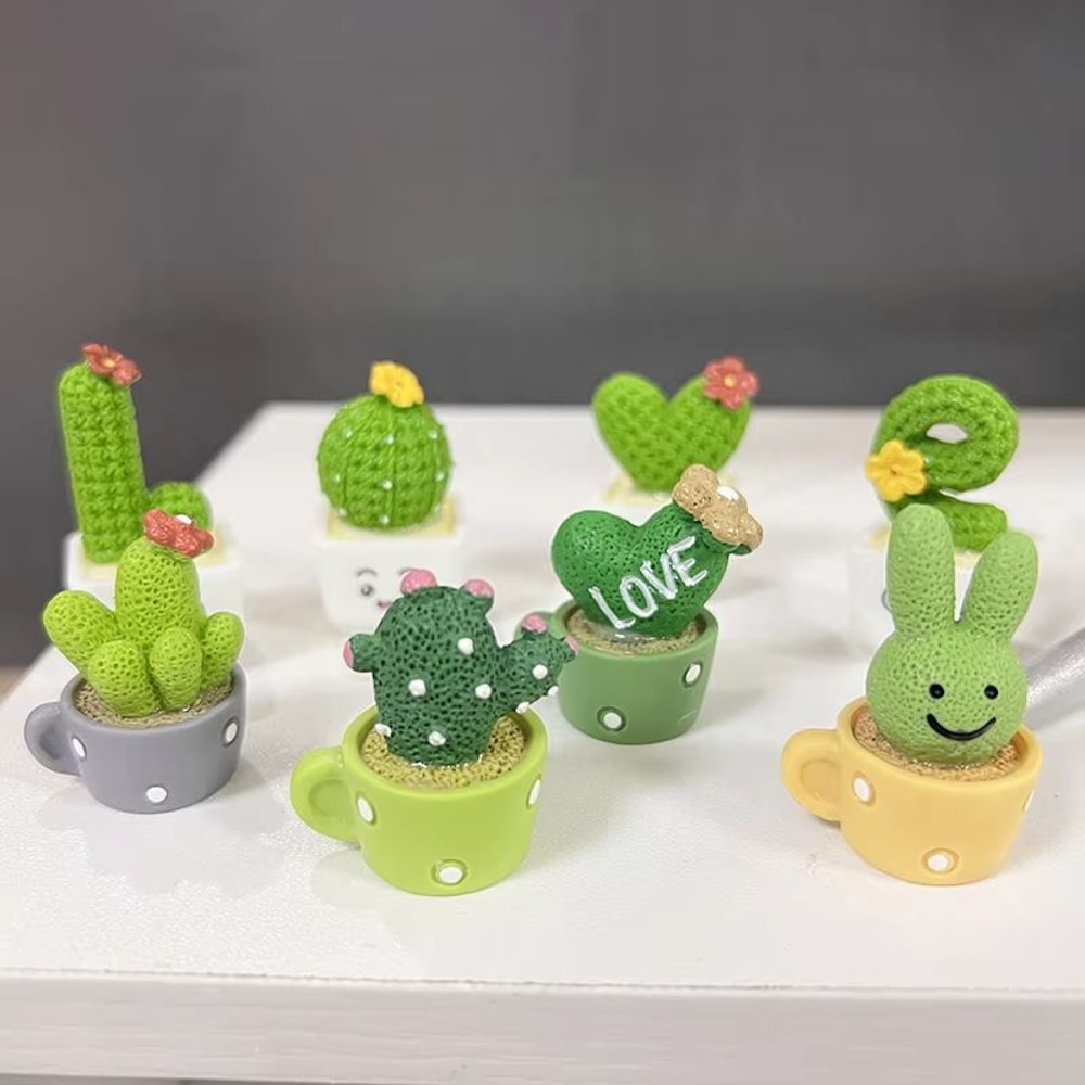 4Piece Mini Artificial Succulent Cactus Set Resin Bonsai Desk Decor 1
