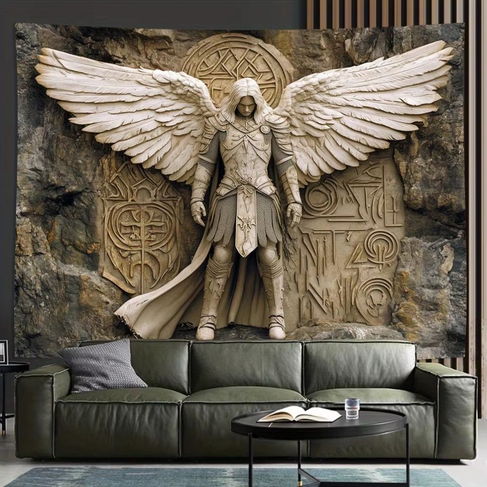 Glam 3D Angel Wall Tapestry Polyester Hanging Decor For Bedroom And Living Room 3